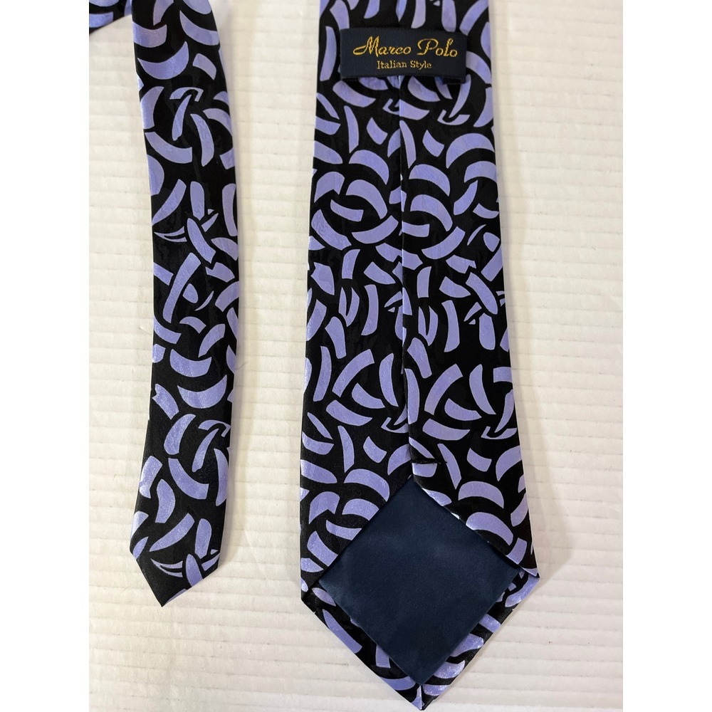 Marco Polo Italian Style Men's Necktie Tie Purple Animal Print - Picture 5 of 6